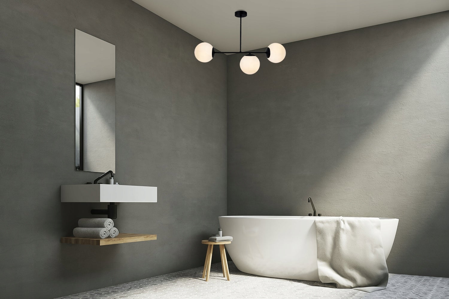 Lampa sufitowa wisząca Palermo loft 3xE14 klosz kula biała/czarna Light Home LH - 3