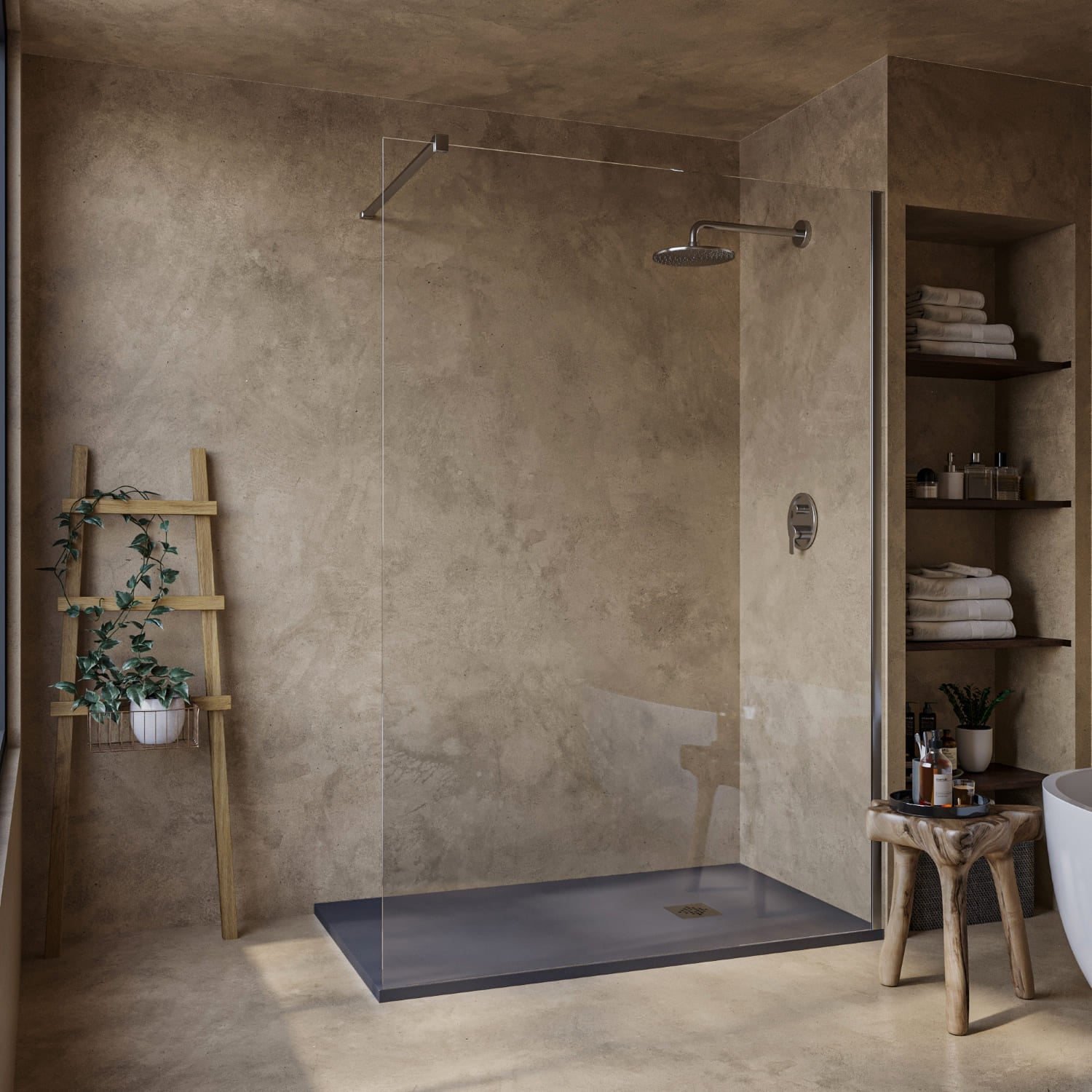 SOULHOME Brodzik prysznicowy– Żywica– Gel Coat– Gładka/Kamienna tekstura – Antypoślizgowy – Kolor łupkowy – 220X100- Niski 3 cm– Standard - 2