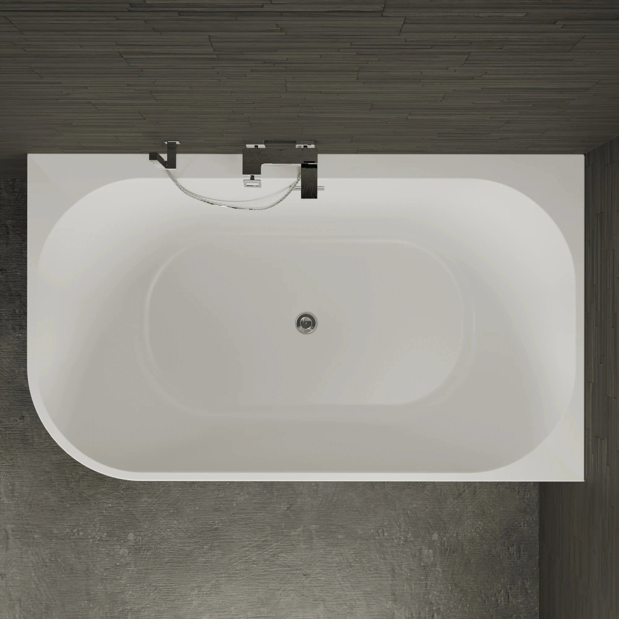Baignoire Semi-îlot Murale D'angle Capri Duo 170 Droite Blanche 170 X100 X58 Cm, By Spalina - 2