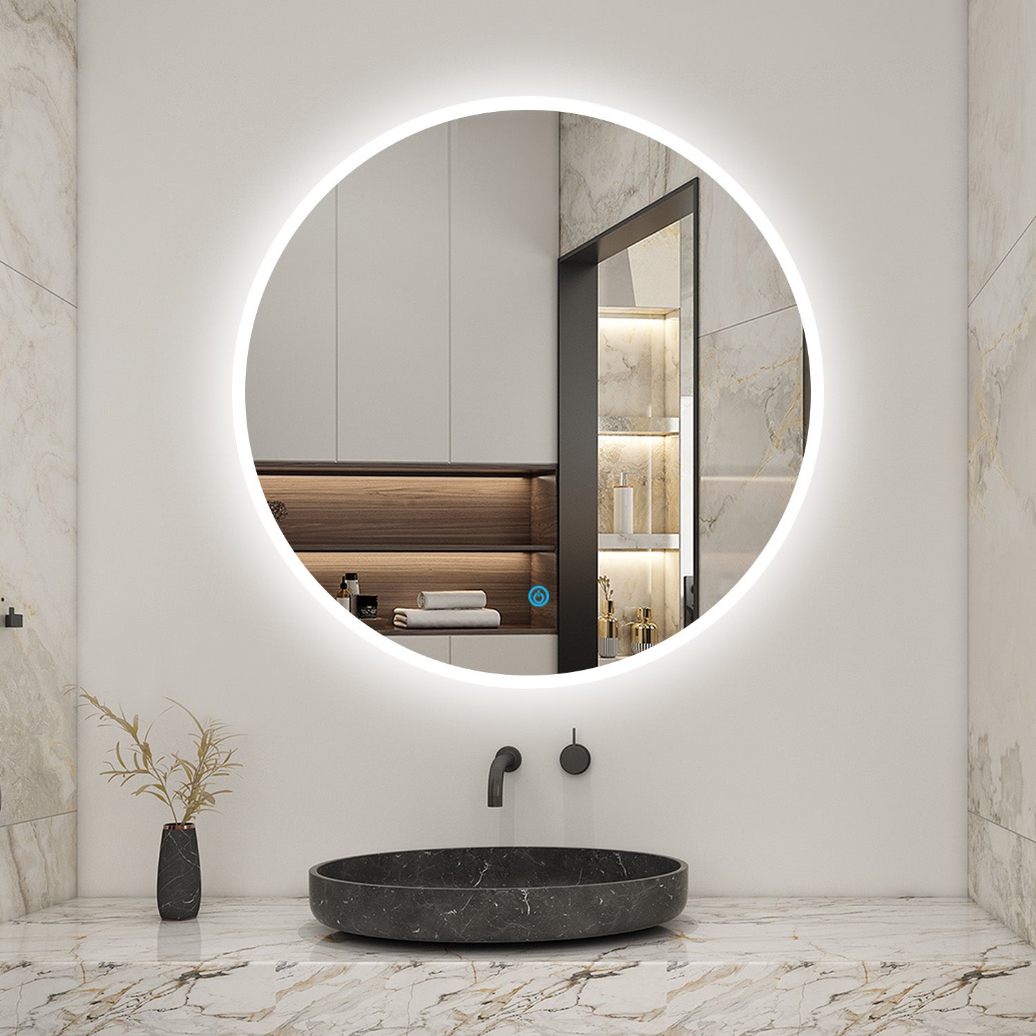 Miroir Salle De Bain 80x60 Cm Avec Bluetooth, Anti-buée, 3 Couleurs De Lumière - Intelligent Et Design