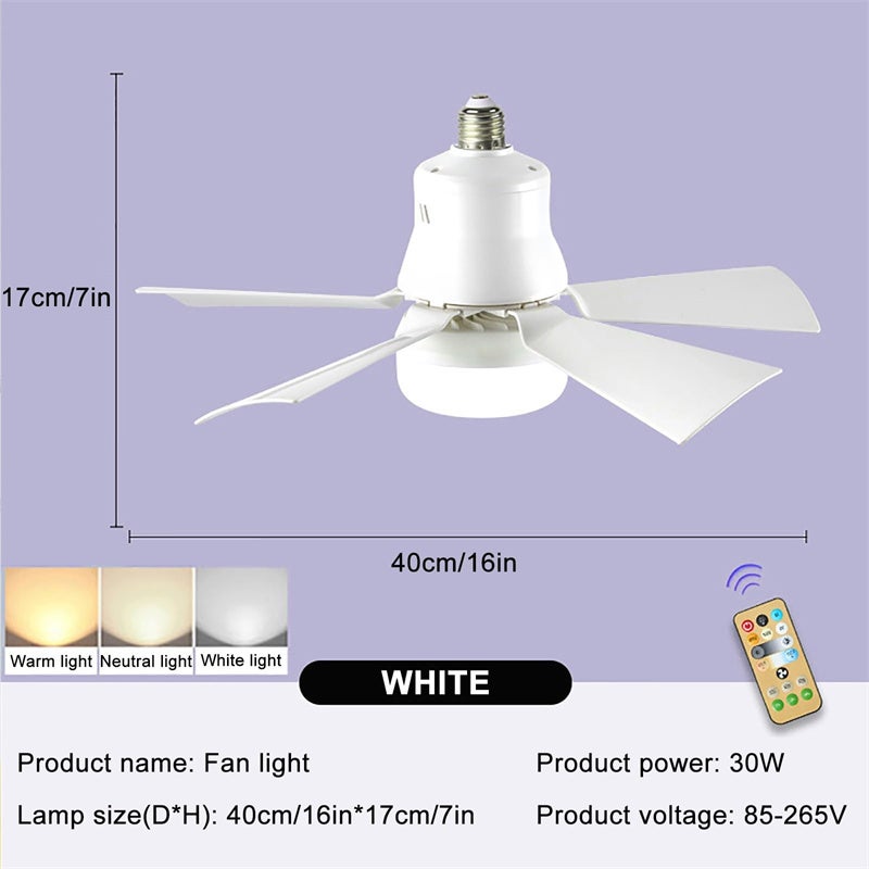 Ventilateur de plafond LED avec télécommande, variateur d'intensité, culot E27, 30 W, moderne, intelligent, sans fil, éclairage pour chambre et salon - 6