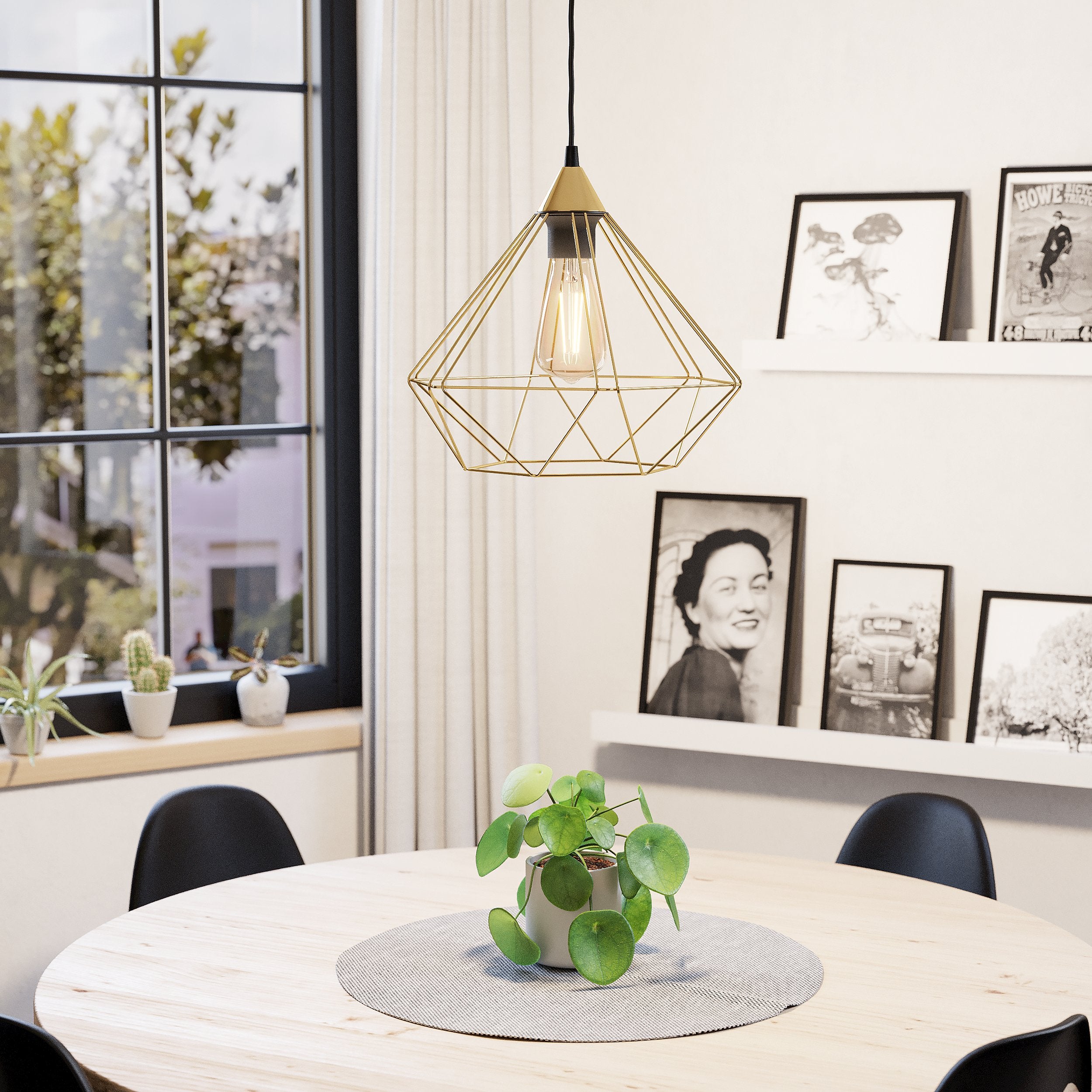 luminaire en suspension EGLO Suspension TARBES E27 1X60W en acier laiton brossé D325mm - 2