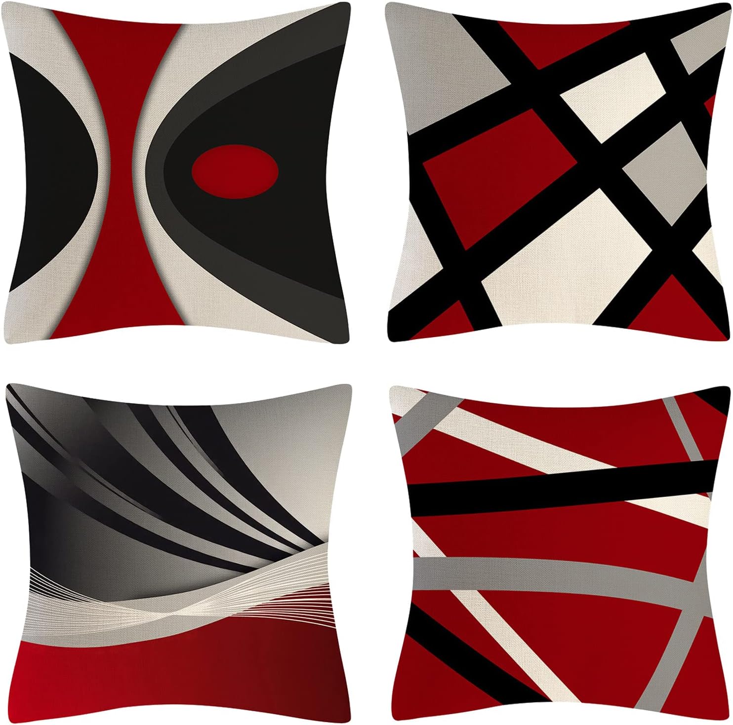 45x45 cm Abstrakcyjne dekoracyjne poszewki na poduszki na sofę, fotel, łóżko, do salonu, zestaw 4 sztuk, geometryczne, nowoczesne poszewki na poduszki