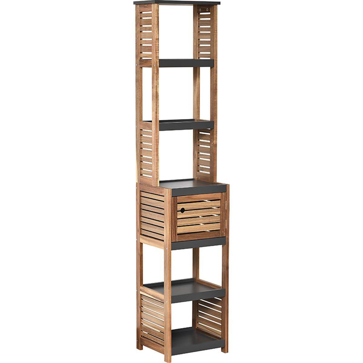Colonne De Rangement Acacia Et Mdf 1 Porte Element Tendance Leroy 