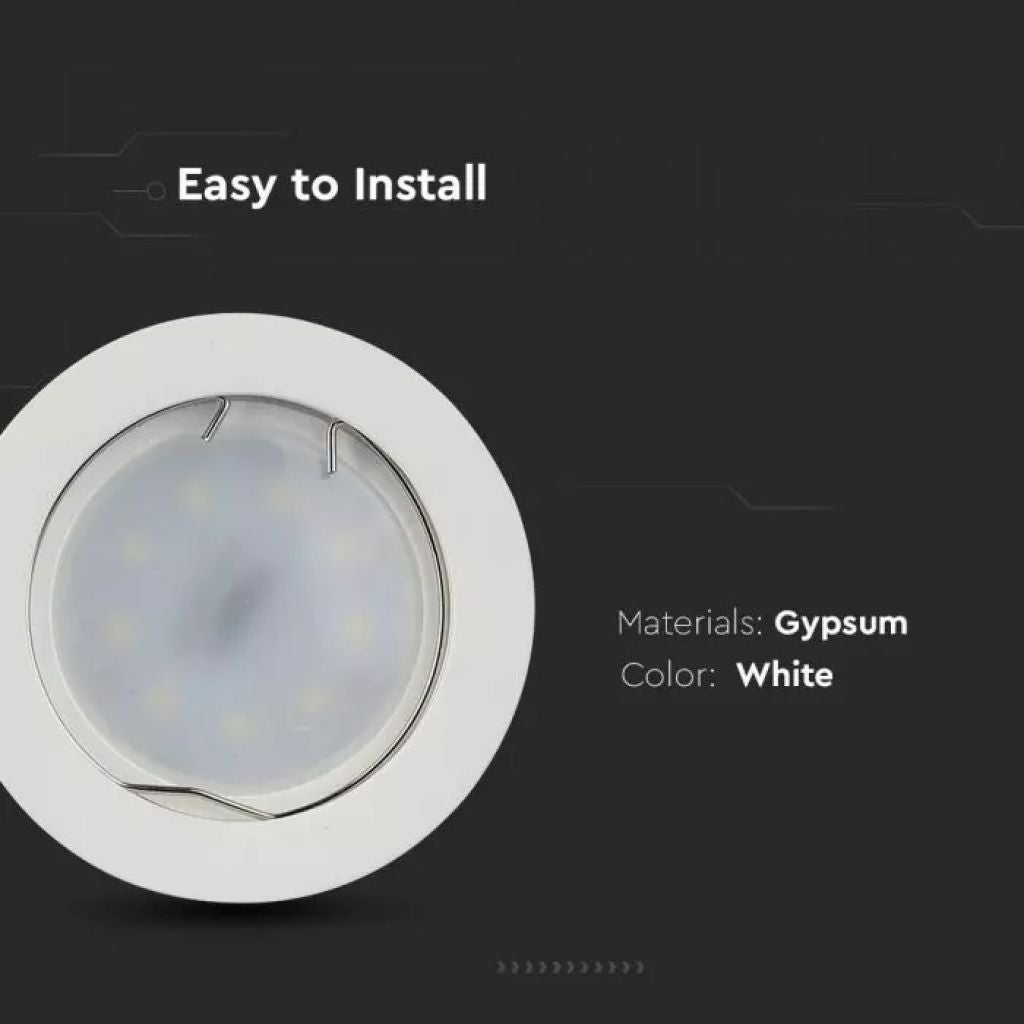 Portafaretto LED Montaggio a Plafone Rotondo GU10 e GU5.3 (MR16) Corpo in Gesso Bianco - 5