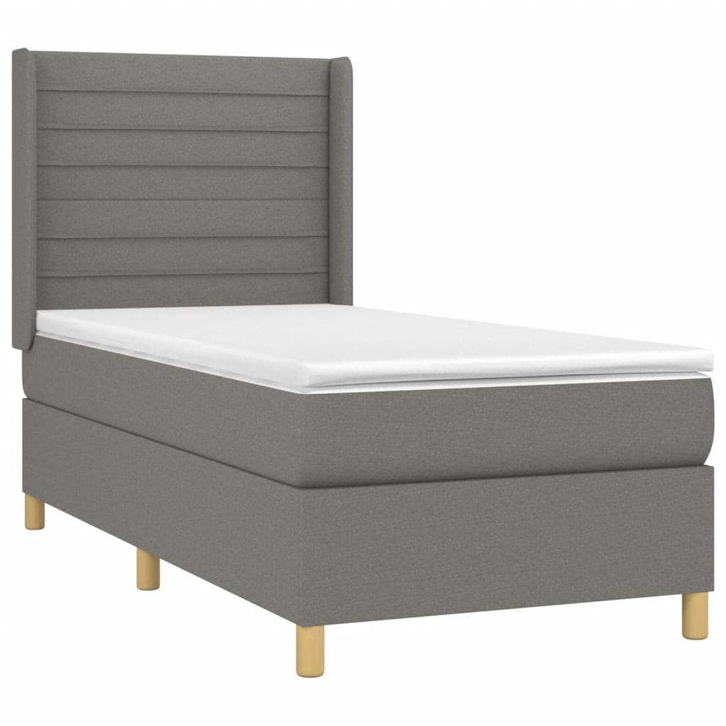Maison Exclusive - Sommier à lattes de lit et matelas Gris foncé 90x190 cm Tissu - 3