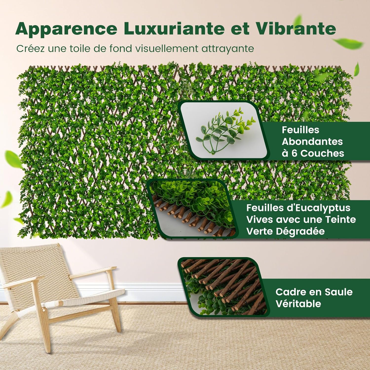 Pianta Finta da Esterno ed Interno, Pianta Artificiale per Decorazione Festa e Matrimonio da Salotto, Balcone e Giardino, Siepe Artificiale ed - 3