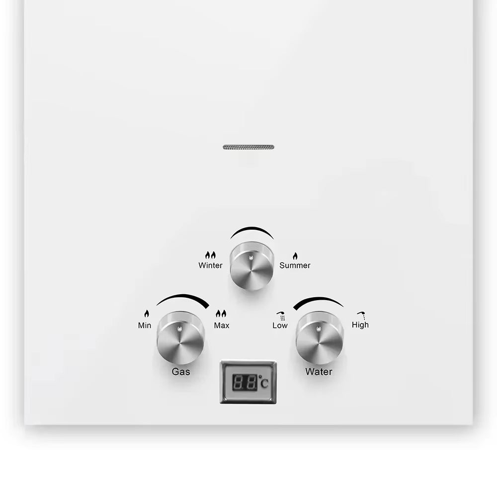 Scaldabagno istantaneo a GPL, Scaldabagno a propano in acciaio inox con display a LED, protezione di sicurezza e controllo intelligente, 16 kW 8 L - 5