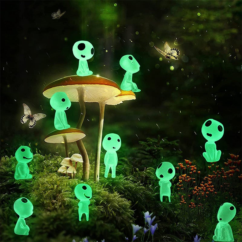 20 Pcs Glow in the Dark Arbre Elfes Alien Decor, Miniature Kit Fantôme Lumineux pour Micro Paysage Halloween Jardin Décor, Vert - 4