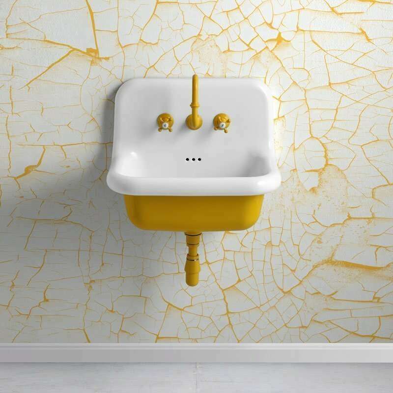 Vasque Style École en Céramique 60 cm - True Colors - Jaune Moutarde (Giallo Senape) - 2