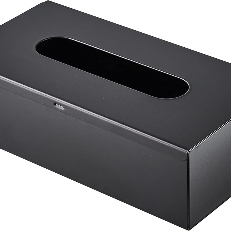 Couvercle de boîte à mouchoirs en acier inoxydable – convient pour les chambres, salles de bain itp. – 1 pièce, noir