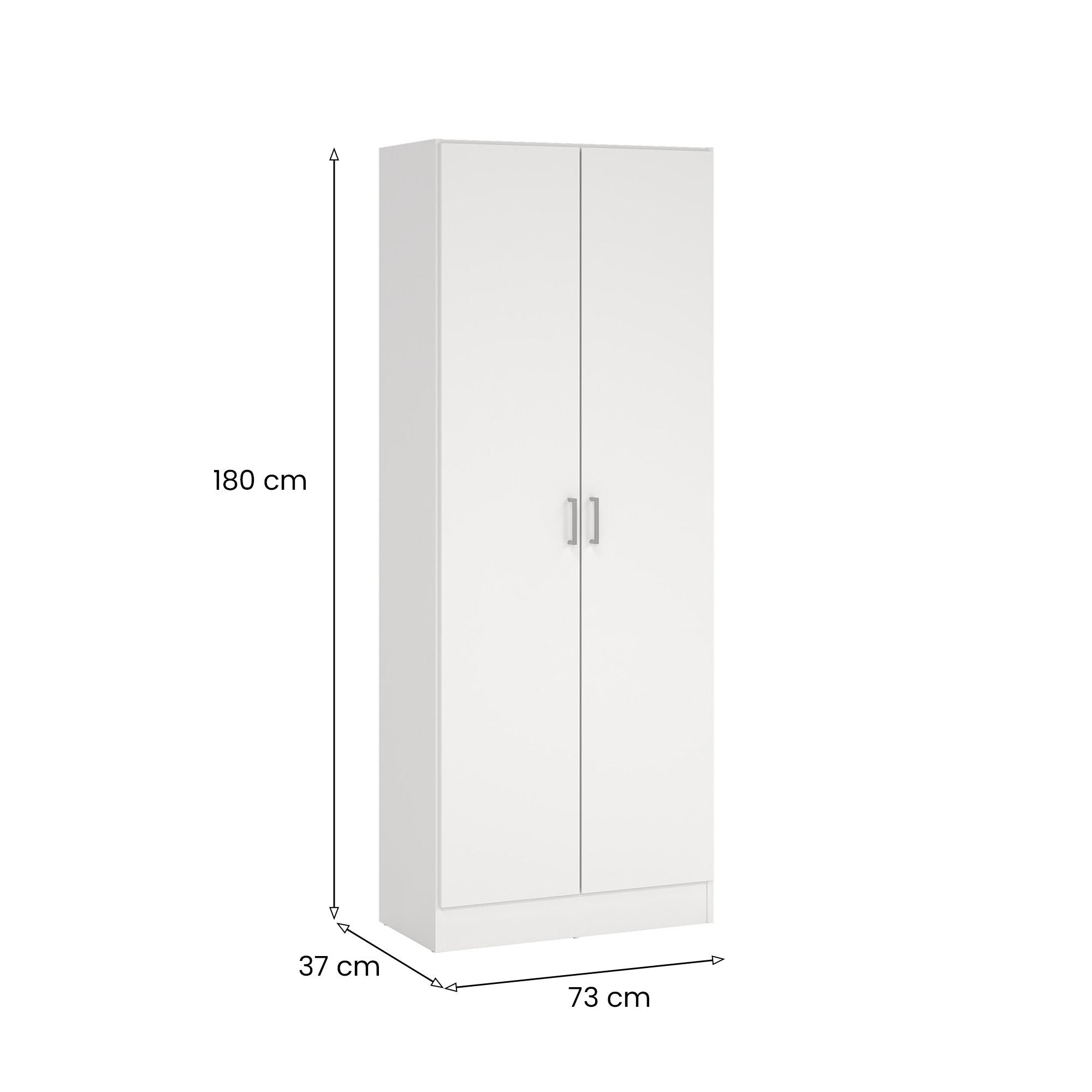 Armario multiusos 2 puertas Abadubidu, mueble para escobas, zapatero con estantes, zapatero, cm73x37h180 cm, Blanco - 3