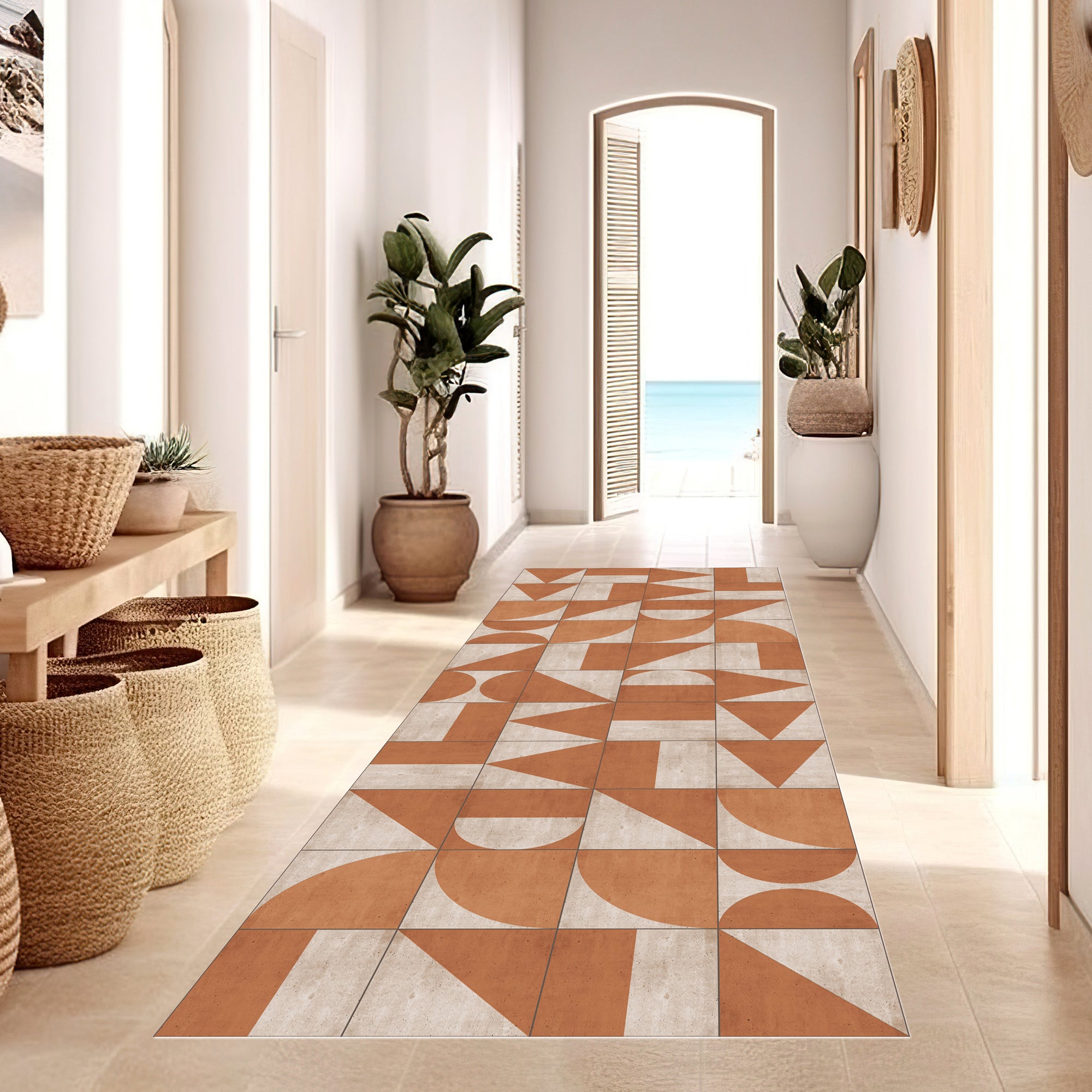 Tapis antidérapant en vinyle Troya 50x100 cm - PVC imprimé, lavable, ignifuge, pour le salon et la cuisine, style moderne - 6