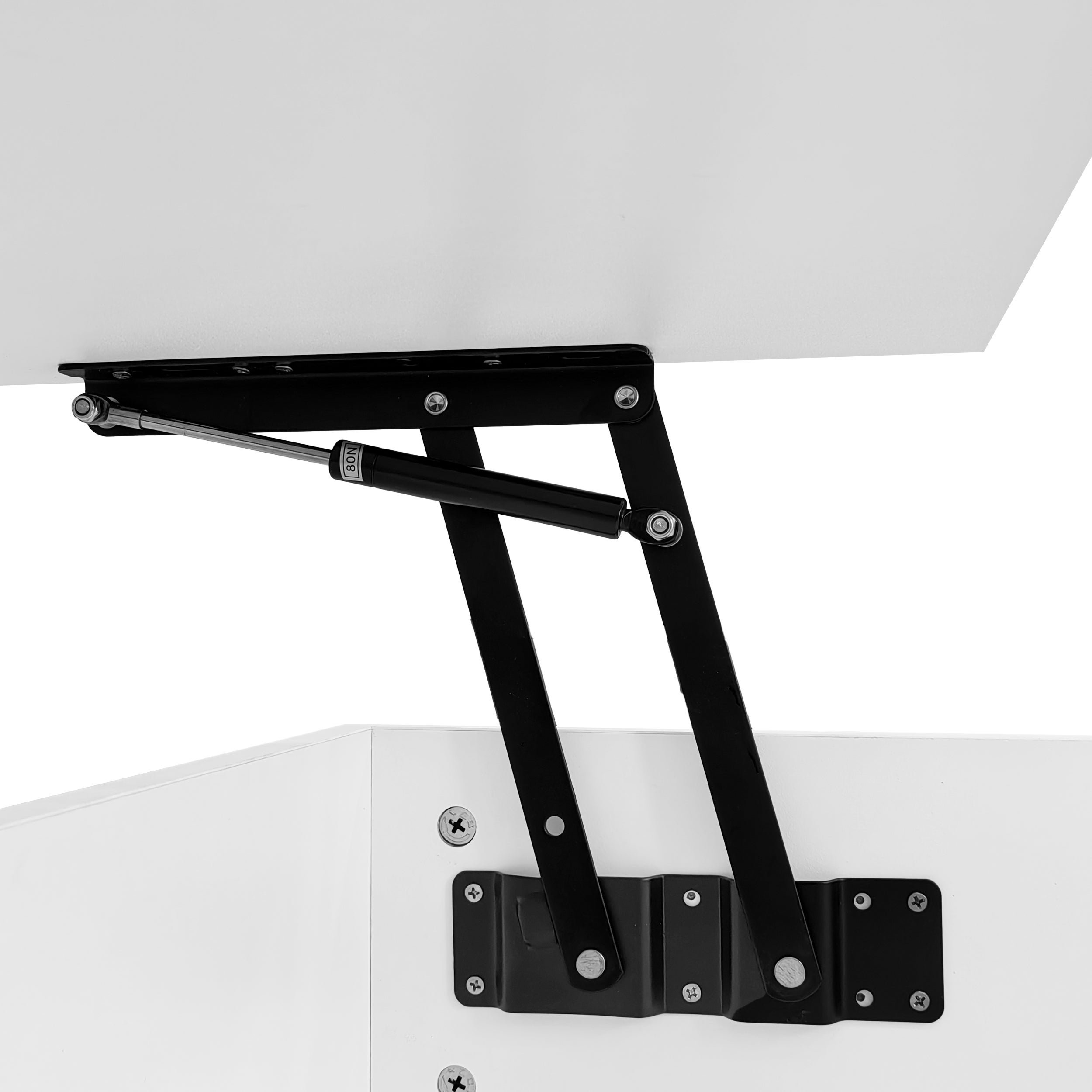 Table basse avec plateau relevable - 100 x 50 x 45 cm - LEDs - Panneaux de particules et métal - Blanc brillant - 7