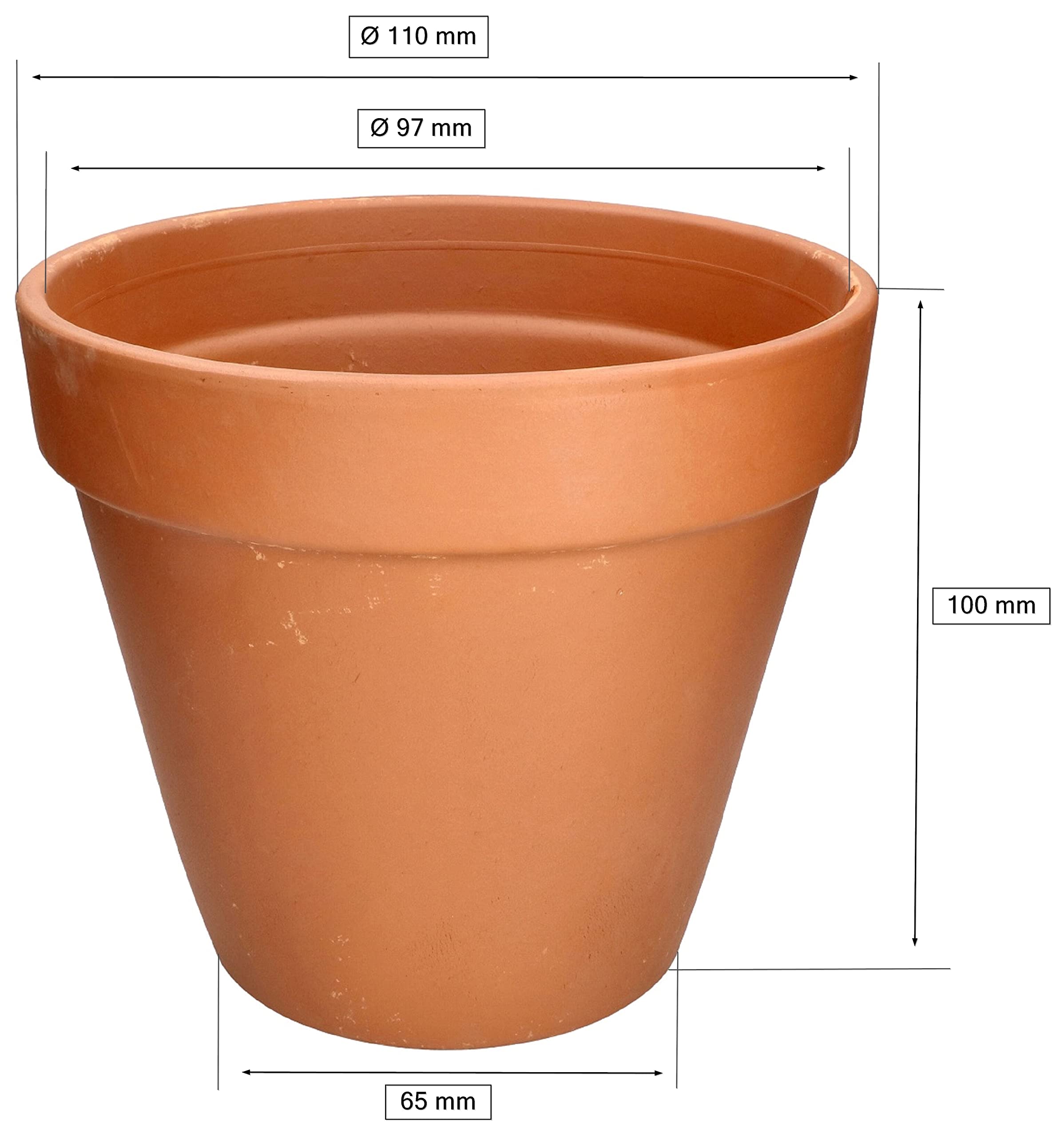 Lot de 4 Pots de Fleurs en Terre Cuite - Diamètre : 11 cm - Avec Bord - Pour l'Intérieur et les Jardins - KOTARBAU - 2