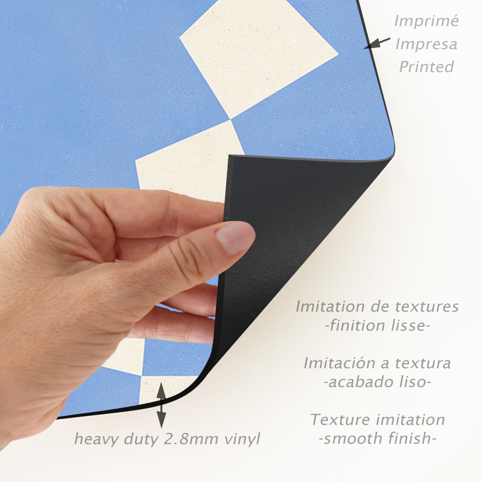 Tapis PVC Intérieur/Extérieur Azure 160x240 cm - Vinyle imprimé antidérapant, lavable et résistant pour terrasse et maison. - 4