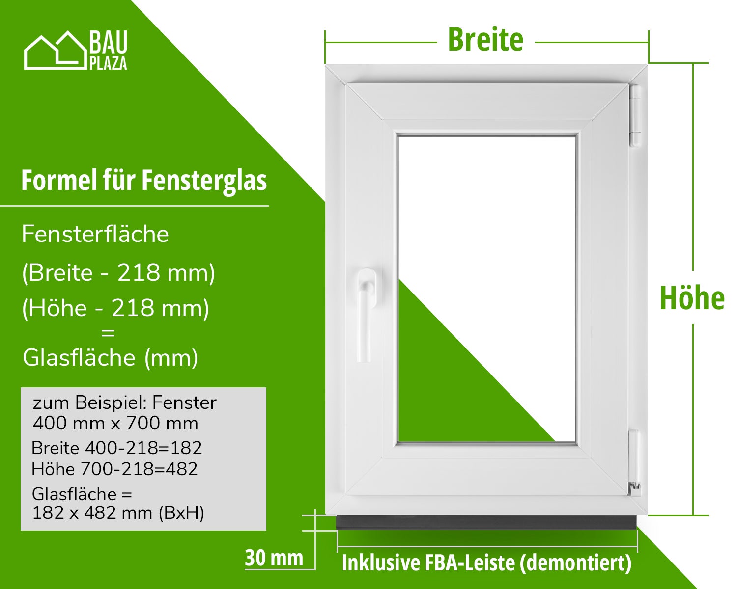 BauPlaza - Fenêtre PVC 40 x 50 cm d'ouverture Droite double vitrage Toutes les tailles blanc Largeur x Hauteur 400 x 500 mm Oscillo-battant - 2