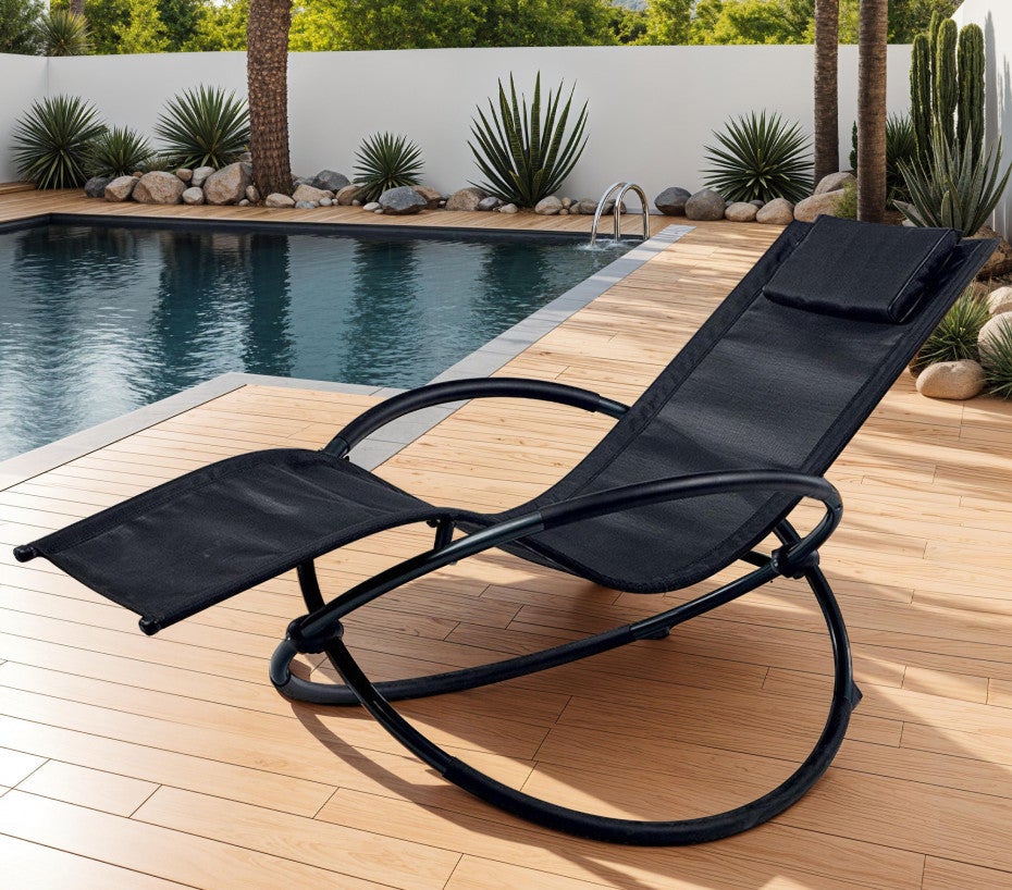 Transat de jardin en acier - pliable - noir - ELYPSE - 2