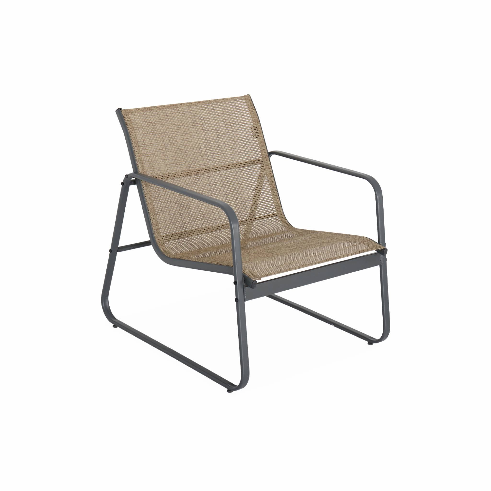 Salon de jardin en métal et textilène pour 4 personnes. anthracite et naturel. design SILVI - 5