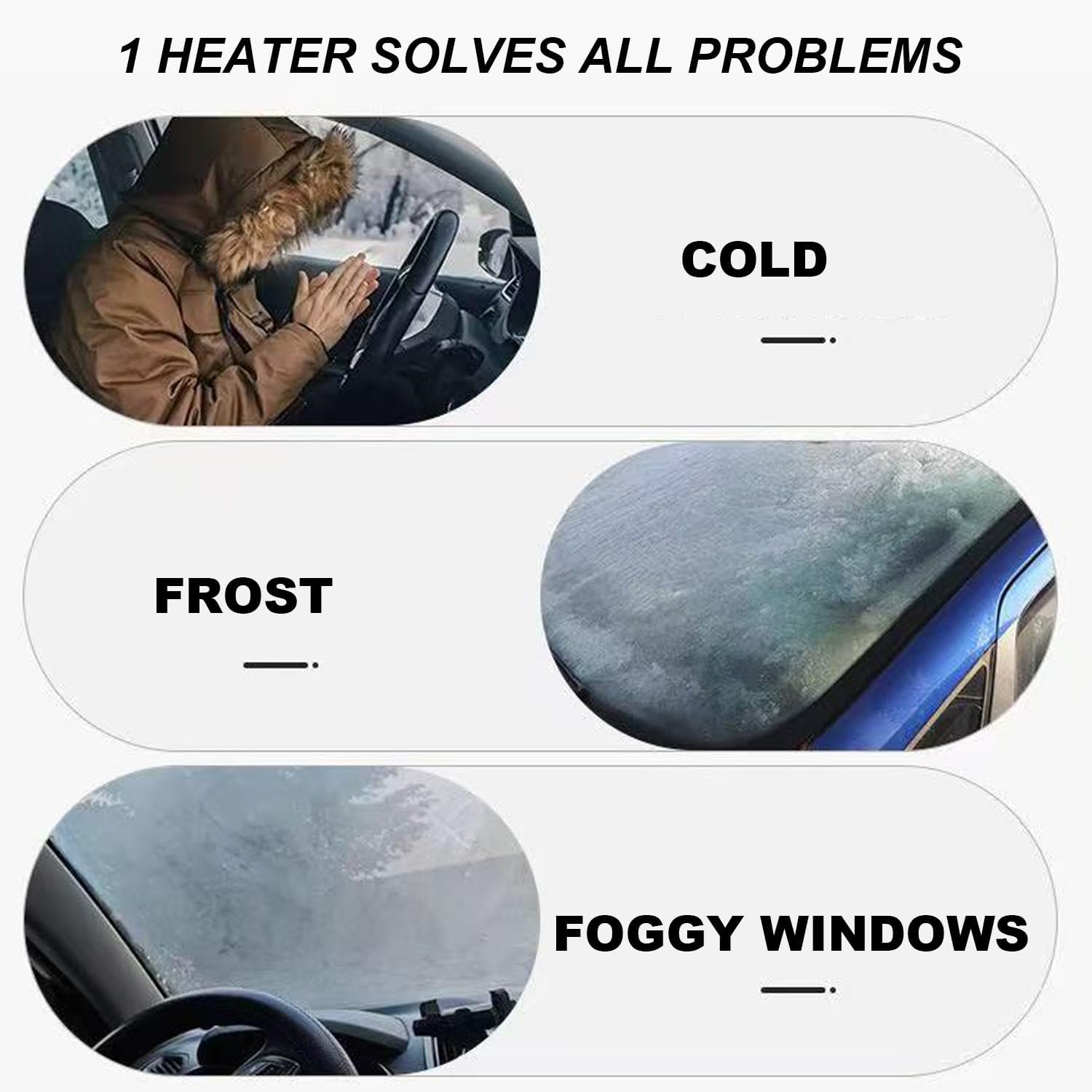 Przenośny ogrzewacz samochodowy 12 V 150 W, przeciwmgielny, odmrażacz szyby przedniej do szybkiego ogrzewania i chłodzenia (czarno-złoty) - 4