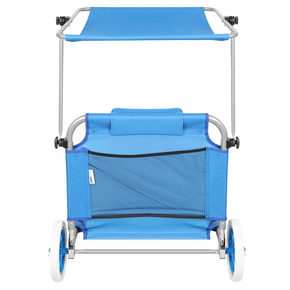 Leżak składany plażowy z daszkiem na kółkach 116x62x60-90 cm Enero Camp niebieski - 6