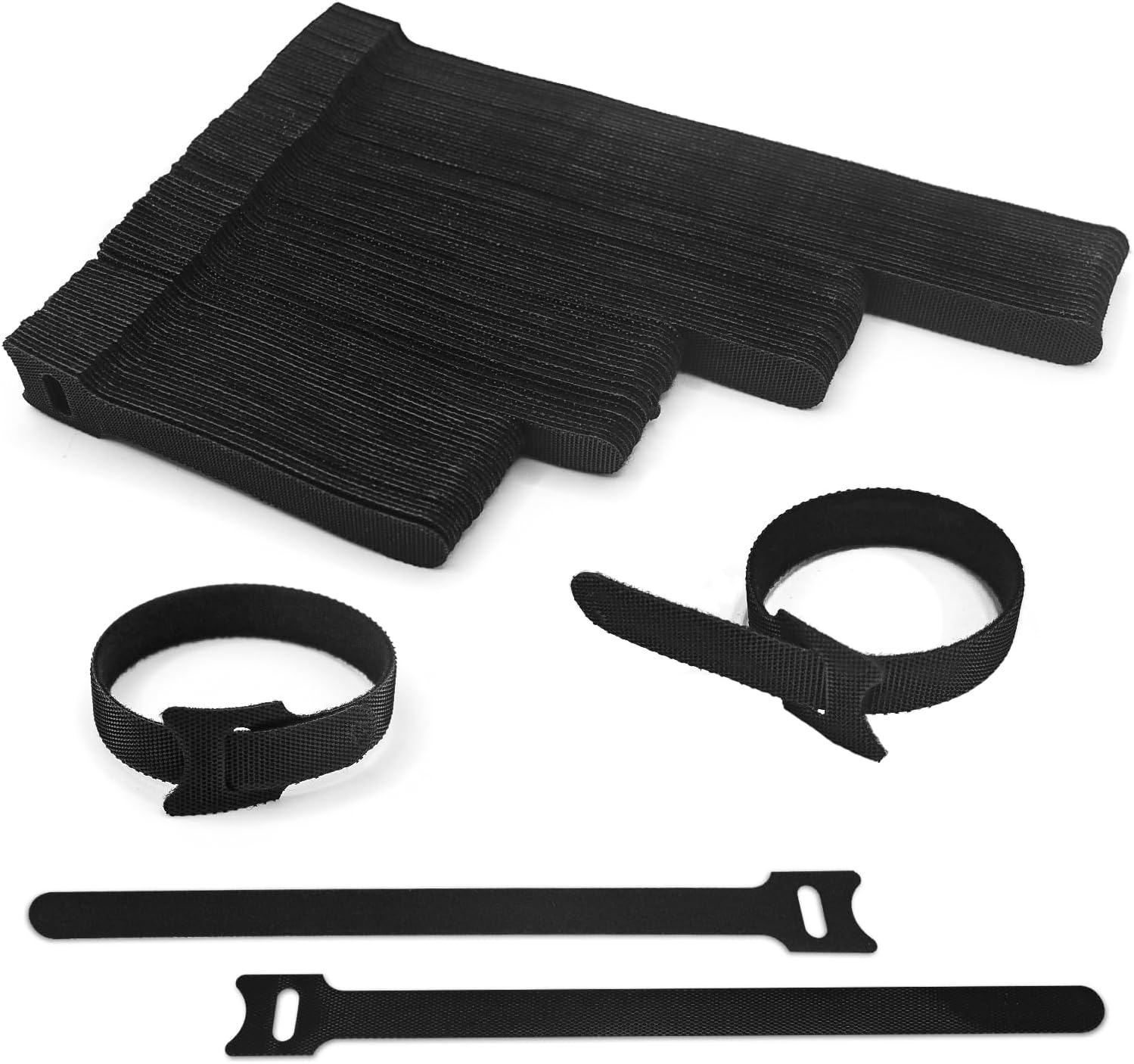 120 szt. opasek zaciskowych z rzepem, wielokrotnego użytku, w 4 różnych długościach – 200 mm/150 mm/120 mm/100 mm – opaski zaciskowe