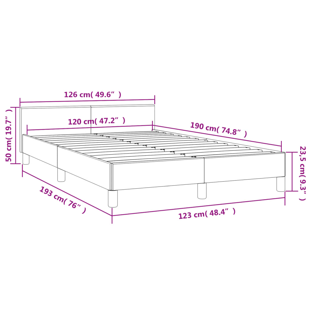 Cadre de lit sans matelas, velours, gris foncé, pour la chambre, 120 × 190 cm - 9