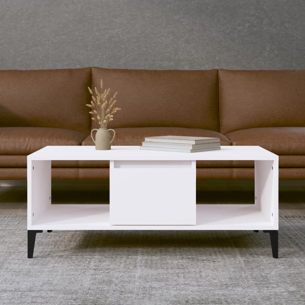 Stolik kawowy, biały 90x50x36,5 cm, materiał drewnopochodny vidaXL