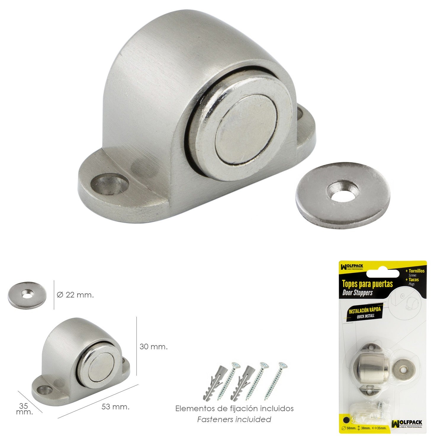 Fermaporta Magnetico In Acciaio | 4 Pezzi Con Adesivi E Viti | Proteggi Porte E Pareti - Foto 3