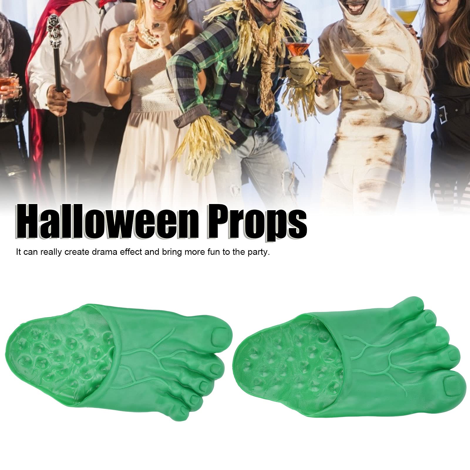 Pantofole Divertenti A Forma Di Piedi Giganti - Verde, Taglia Unica, Per Halloween E Cosplay - Foto 8