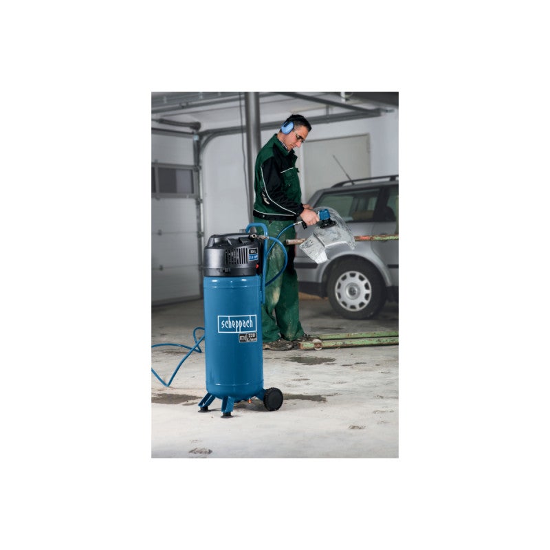 Scheppach Compresseur vertical portatif HC51V – Moteur puissant 1500W – Sans huile – Cuve de 50 L – 10 bar – 220 L/min - 3