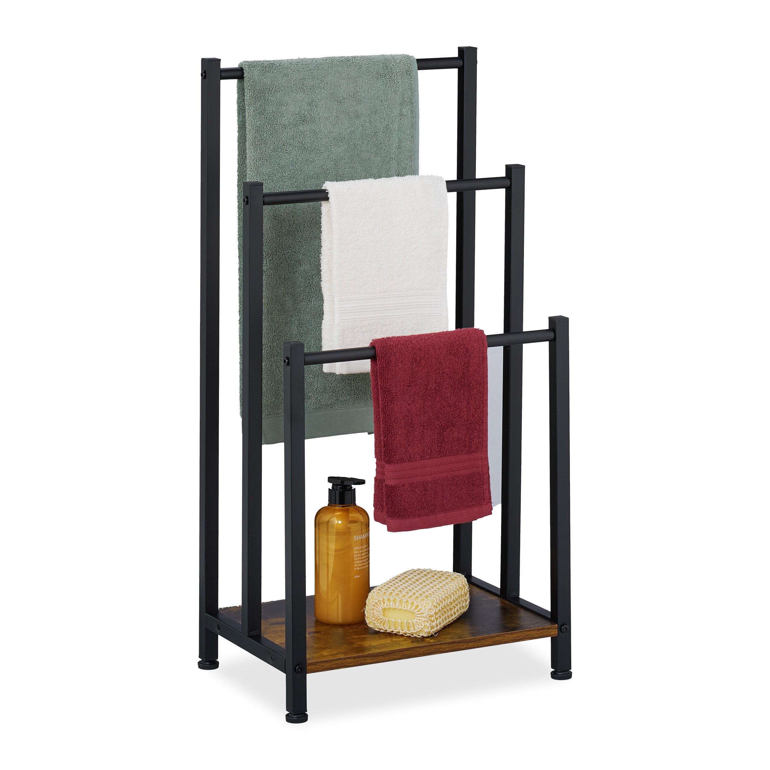 Relaxdays Toallero De Pie Colgador Toallas Con Balda 3 Barras 80 X relaxdays-toallero-de-pie-colgador-toallas-con-balda-3-barras-80-x