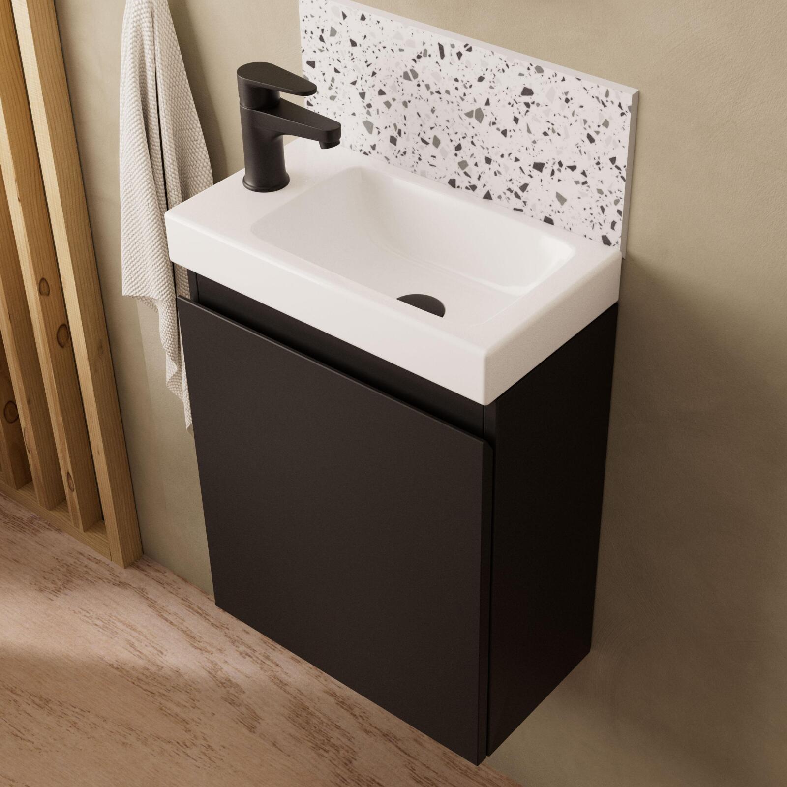 Meuble lave-mains LISA + robinet noir - 5