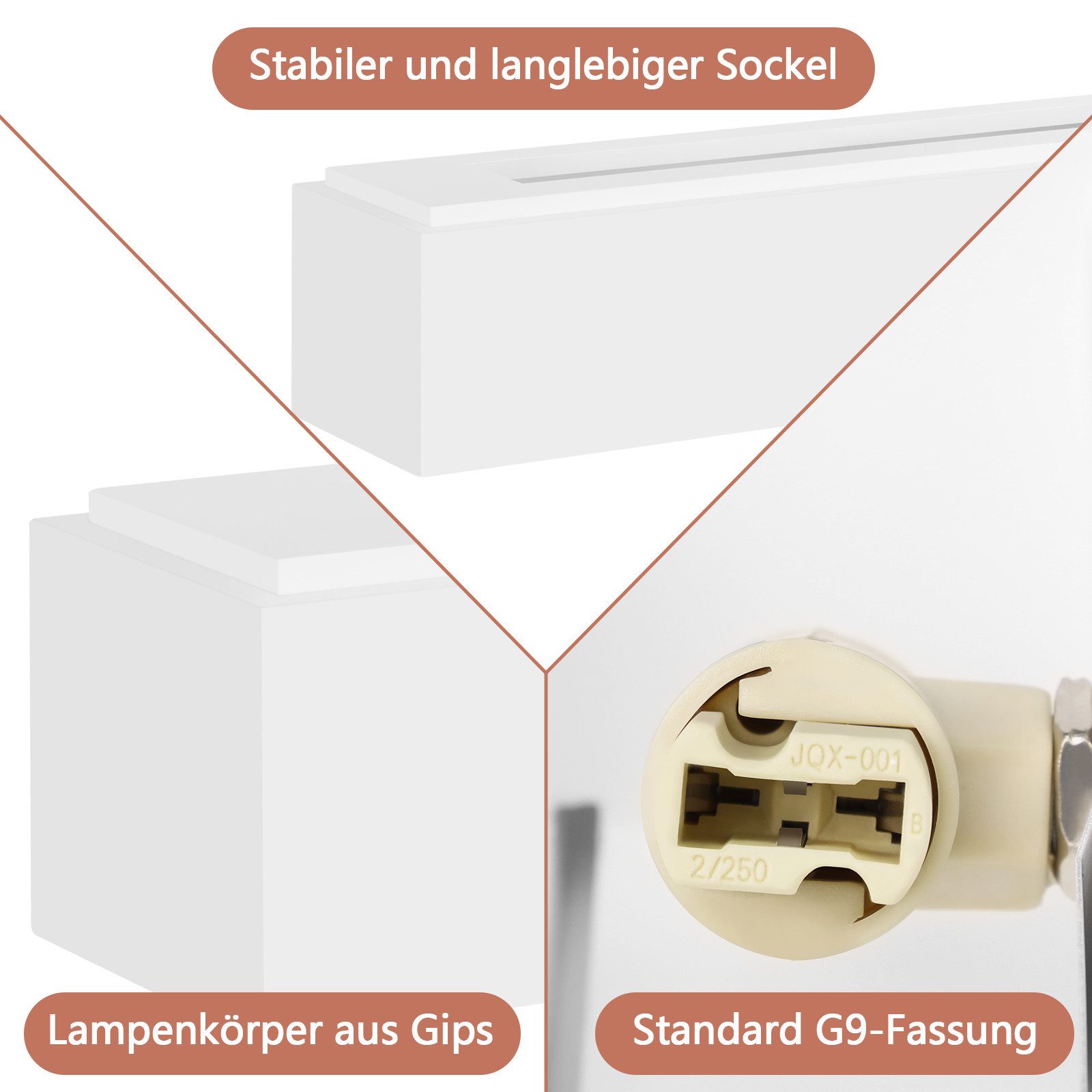 NETTLIFE Candeeiro de parede Interior em Gesso Branco G9 Moderna Up Down para Escada - 5