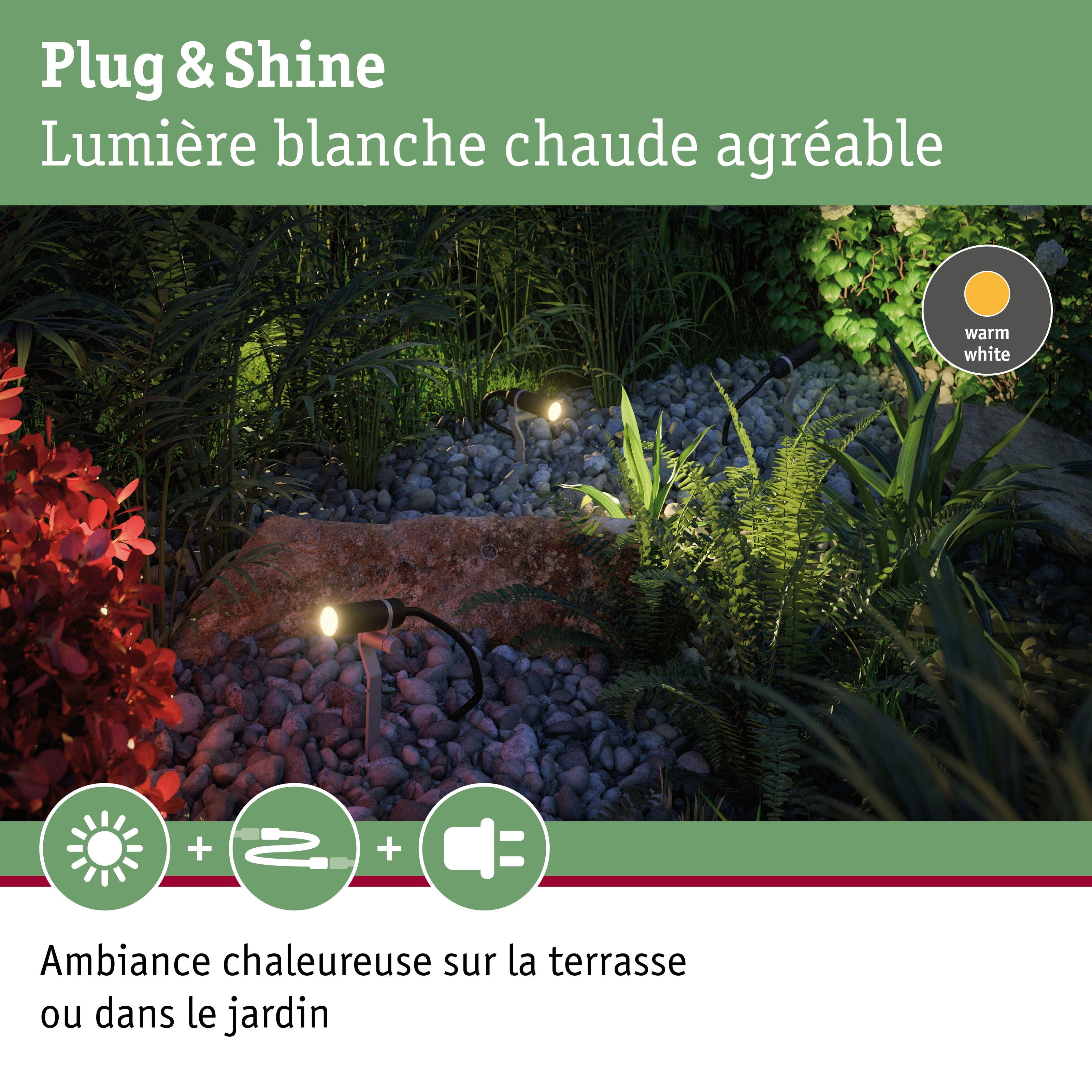 Plug & Shine Projecteur de jardin LED Plantini Kit d'extension IP65 3000K 3x2W Anthracite - 6