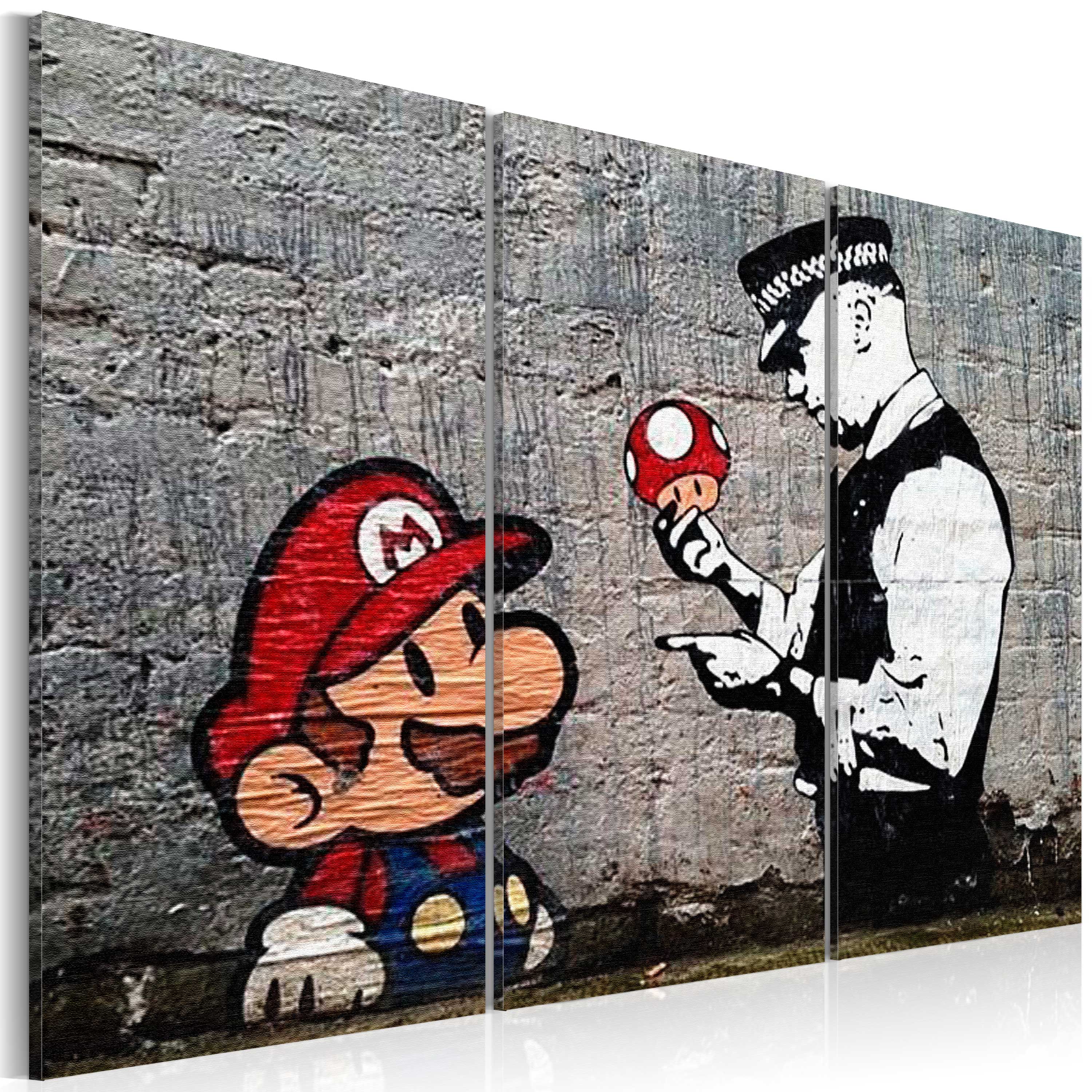 Quadro Murale 3 Pezzi 120x80 Cm - Runa Art Super Mario Street Art, Stampe Su Tela Non Tessuta, Pronte Da Appendere, Made In Germany - 3