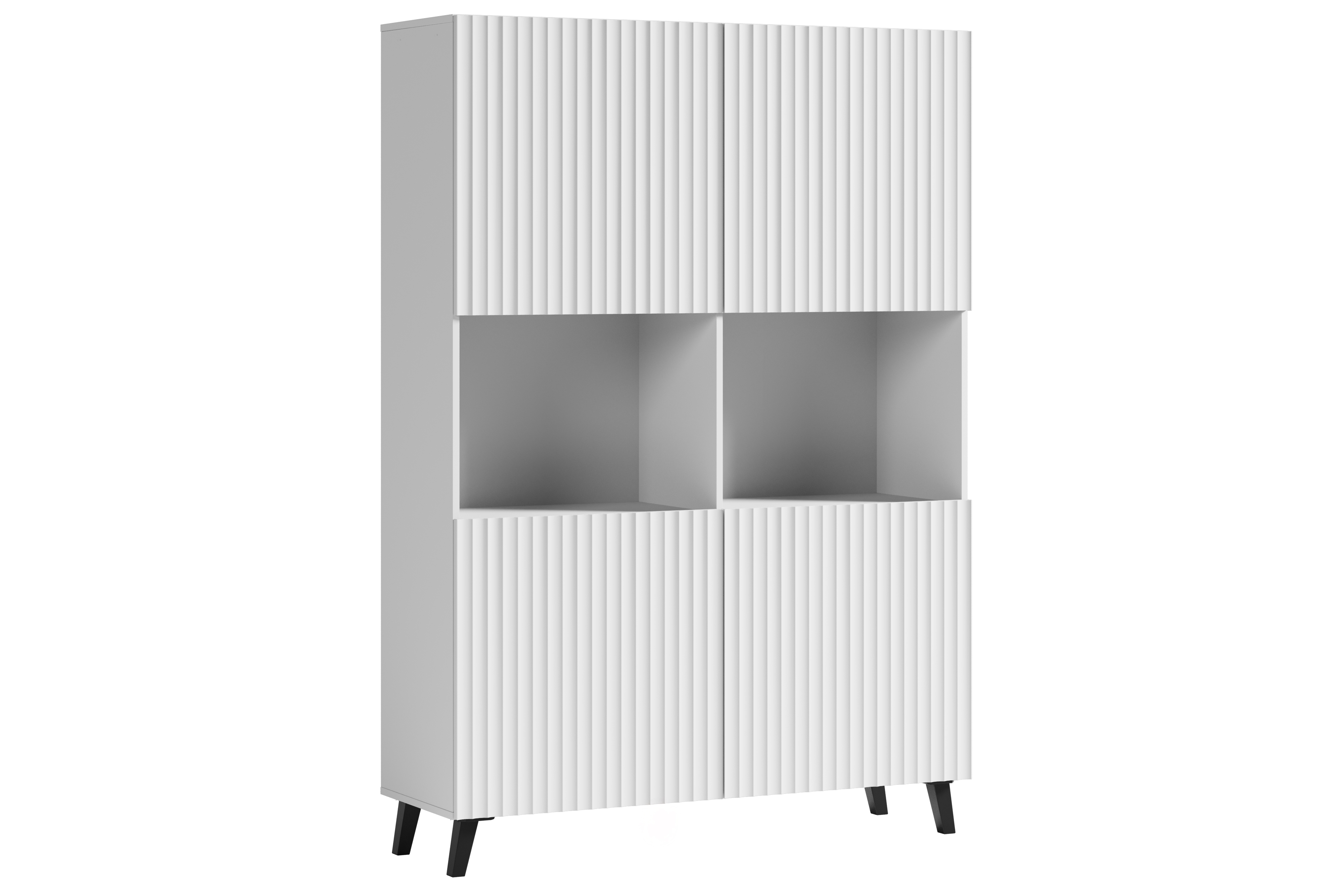 Wysoka Komoda LOKET 160 cm biały/biały MDF z ryflowaniem M9
