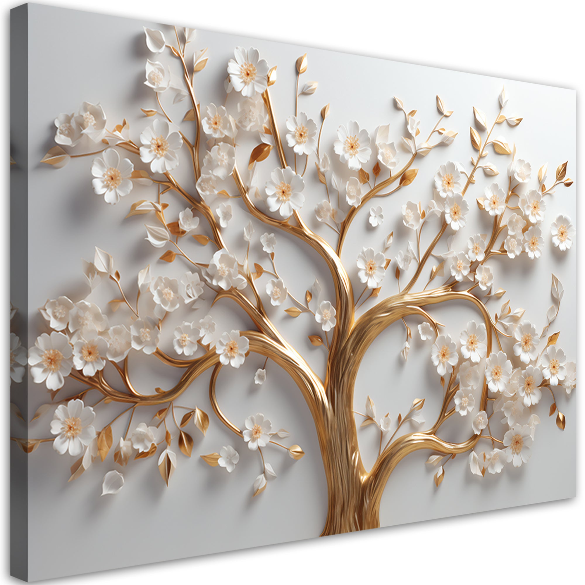 Obraz na płótnie, 3D Kwitnące złote drzewo glamour 120x80