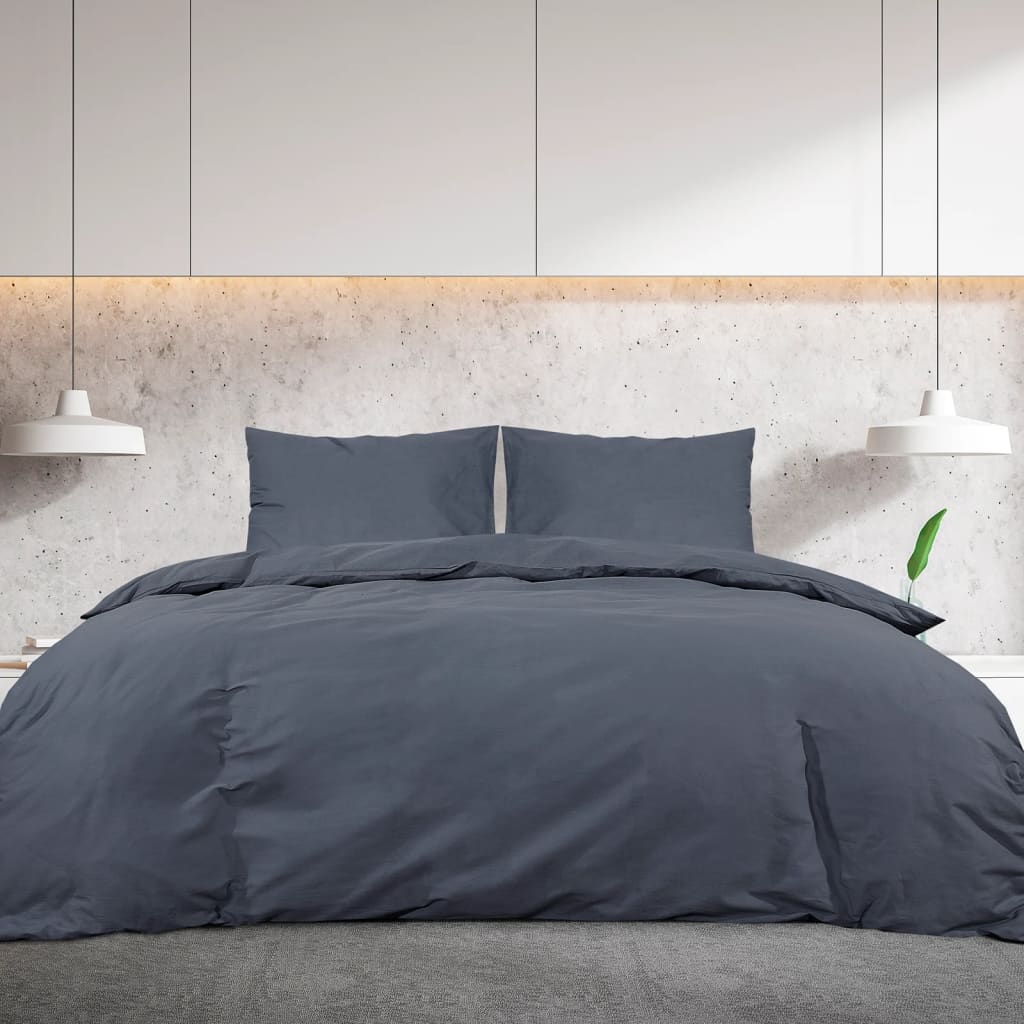 Ensemble de housse de couette Anthracite 200x200 cm Microfibre - 3