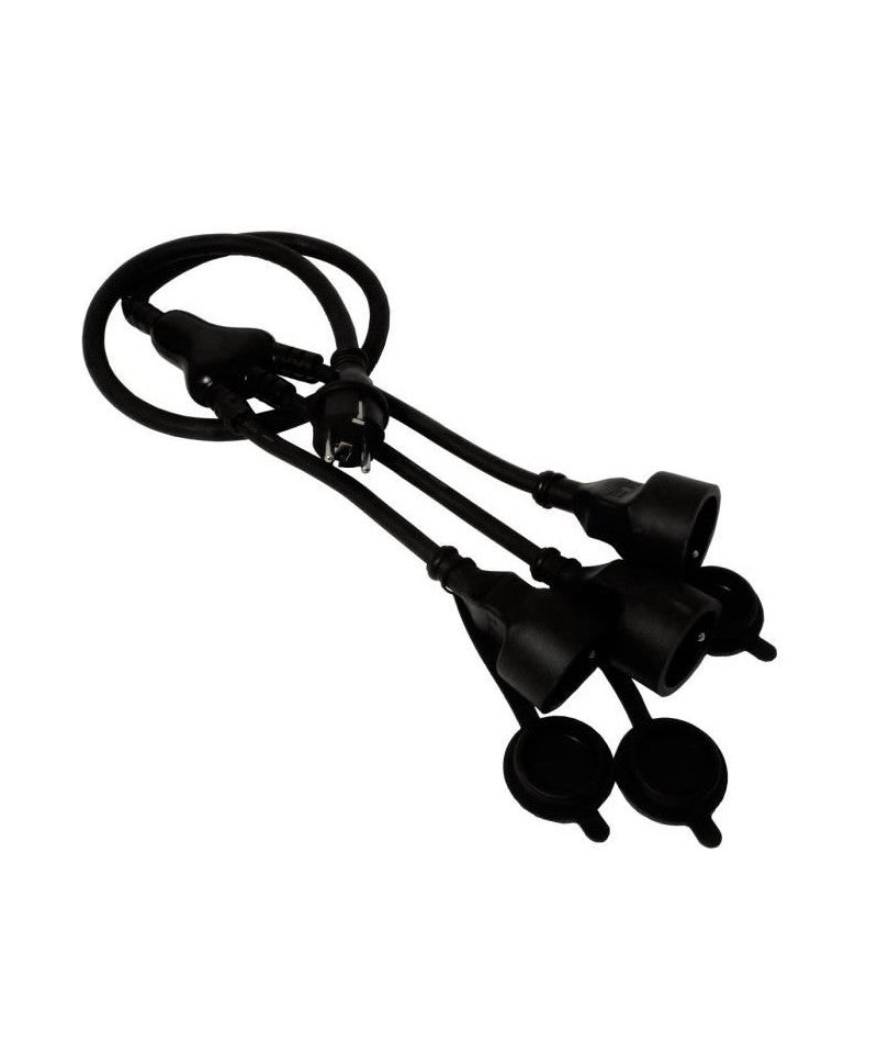 Prolongateur à triple tête pour chantier HO7RN-F 16A 3G1,5mm² - Noir 1m - Zenitech - 2
