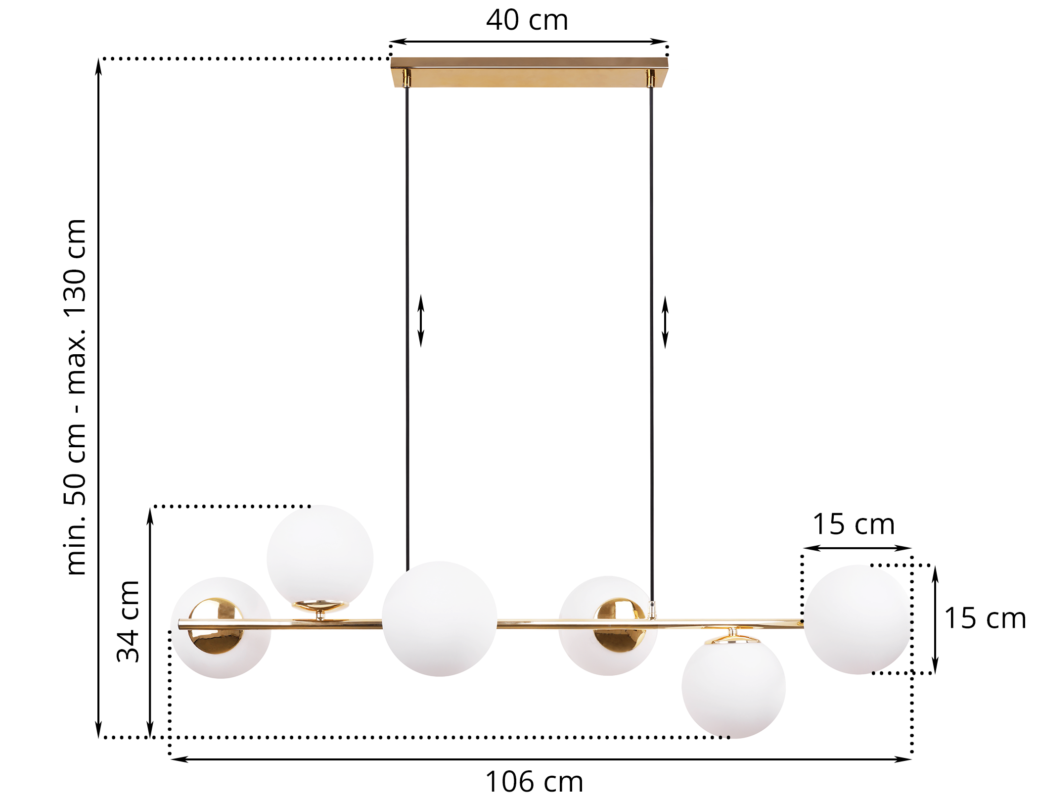 Lampa sufitowa wisząca Siena modern 6xE14 abażur kula złota/biała Light Home LH - 5