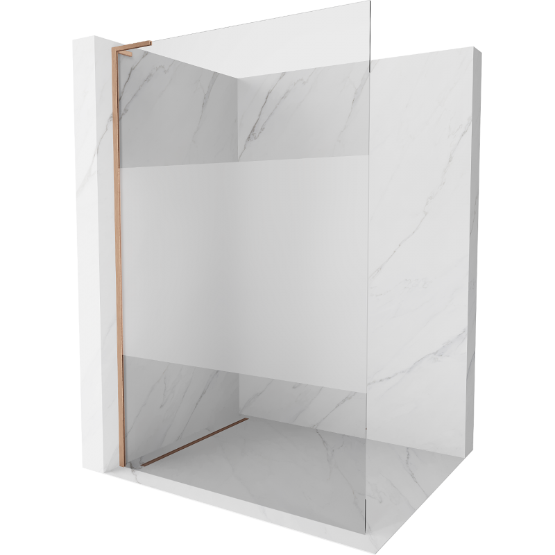 Mexen Kioto L ścianka prysznicowa Walk-in 100 x 200 cm, transparent/szron, miedź szczotkowana - 800-100-103-65-35