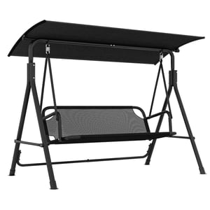 YIITAHOME 3 Places Balancelle de Jardin - Auvent Réglable pour Porche - 270KG Chargeable - 173 x 106 x 156cm - Noir