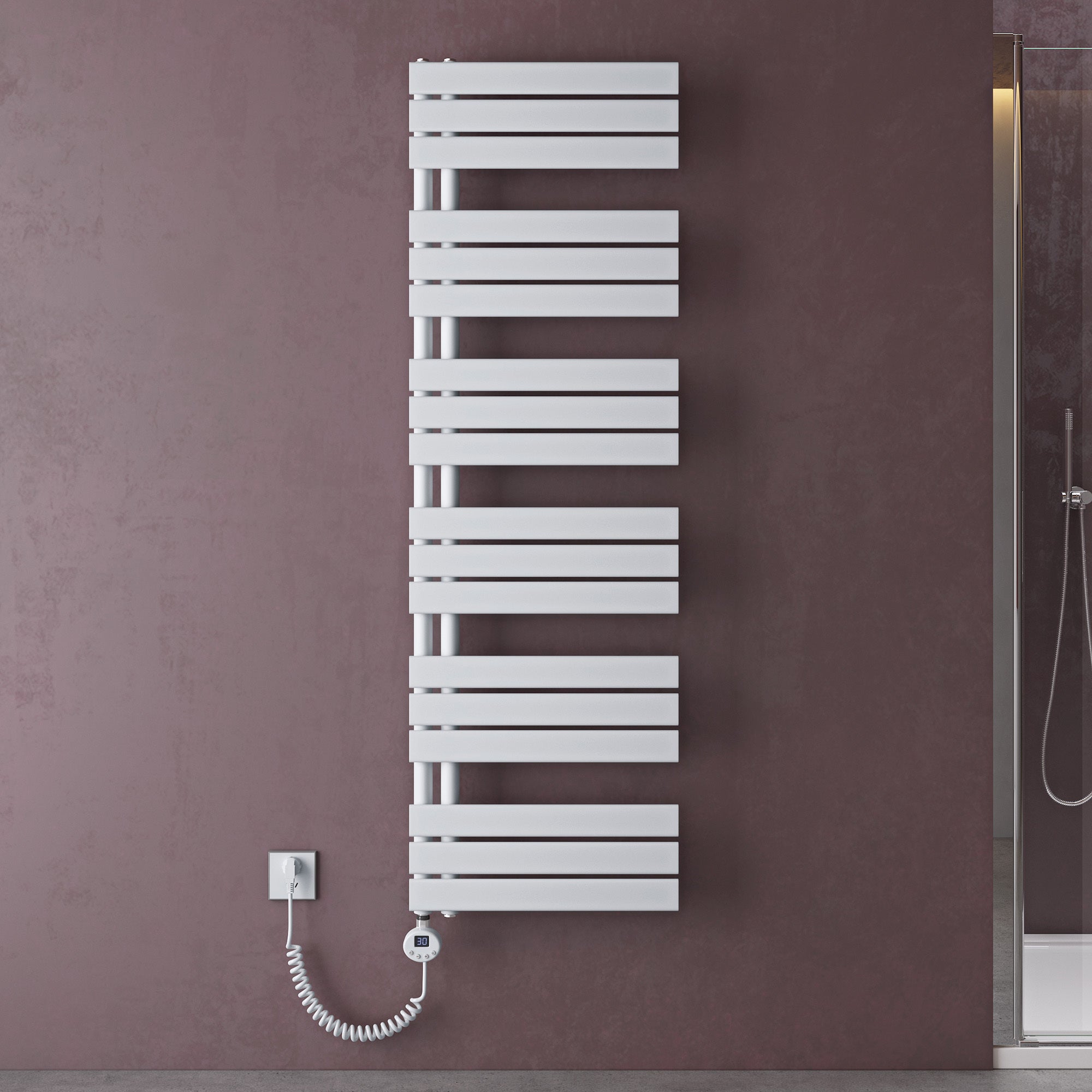 Élément Chauffant Pour Radiateur De Salle De Bain - Thermostat LCD 800W, Réglable De 30 à 70°C, Minuterie, Acier Inoxydable