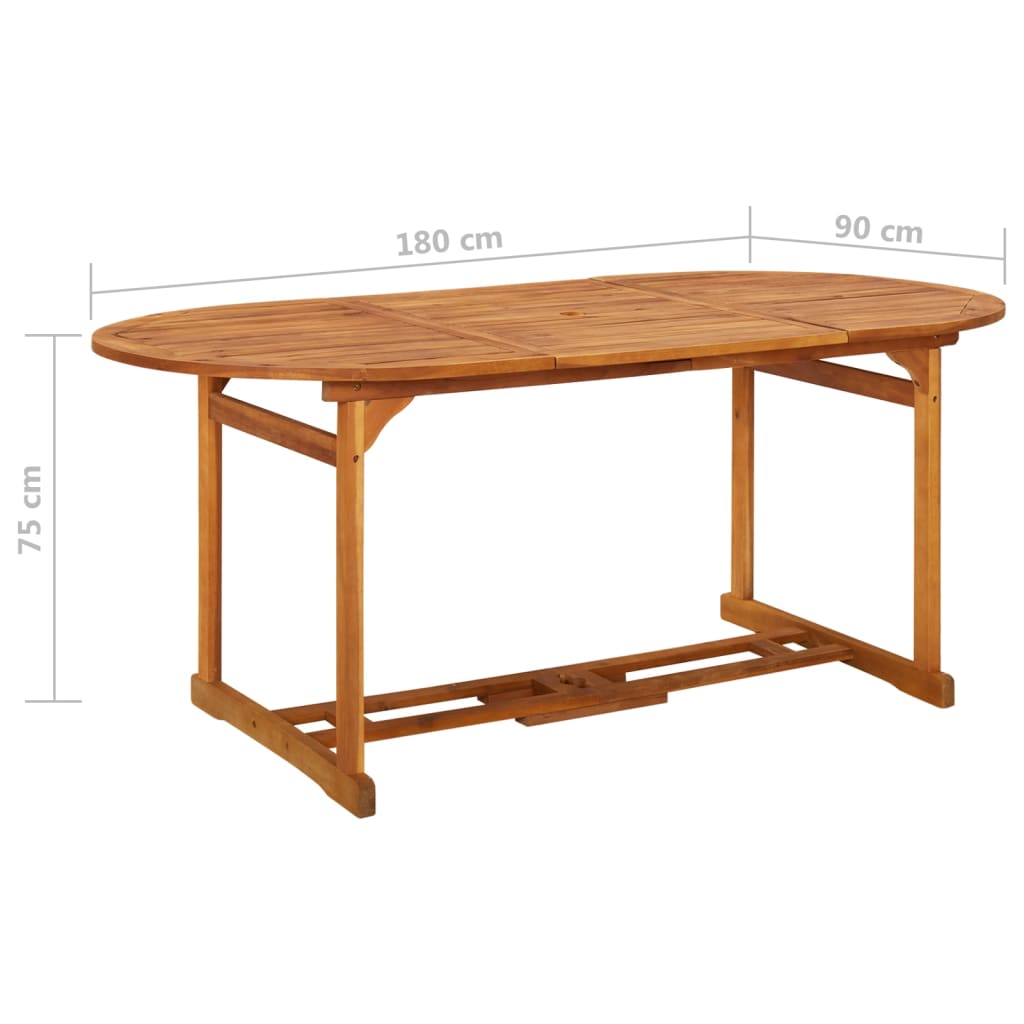 Table à dîner de jardin 180x90x75 cm Bois d'acacia solide 2 - 6