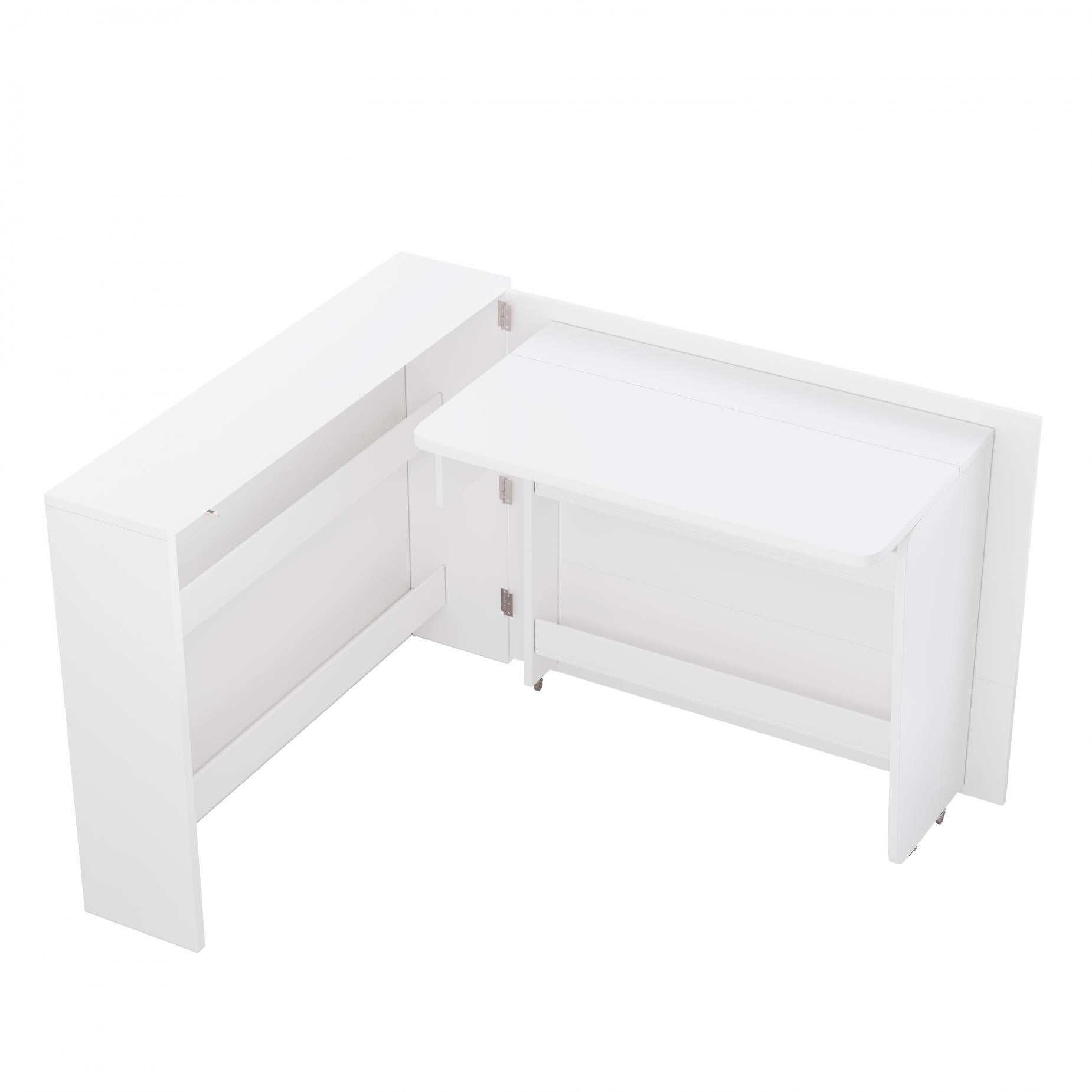Bureau Pliable avec Roulettes et Chargeur Sans Fil – 2-en-1 Sideboard et Espace de Travail avec Étagères et Sécurité Anti-Basculement - 8