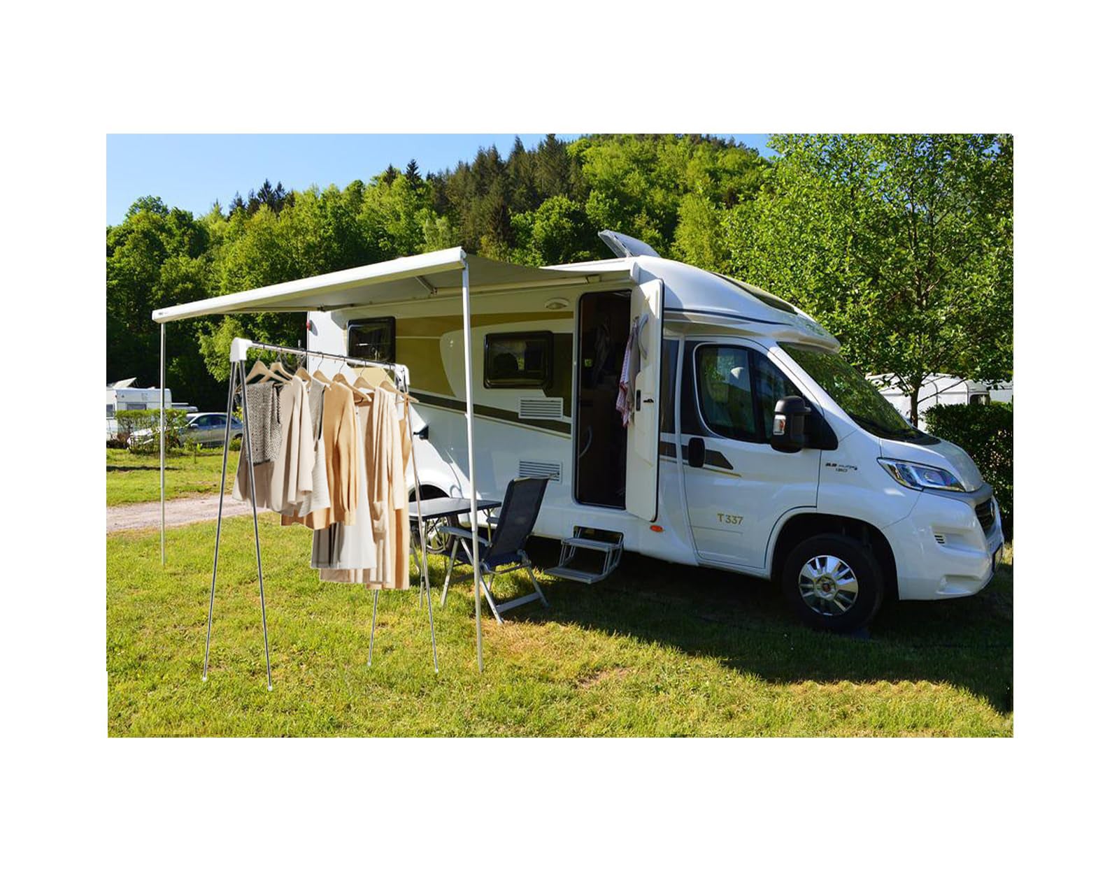 Cintre de voyage portable, cintre pliable, séchoir à linge télescopique portable et pliable, blanc - 3