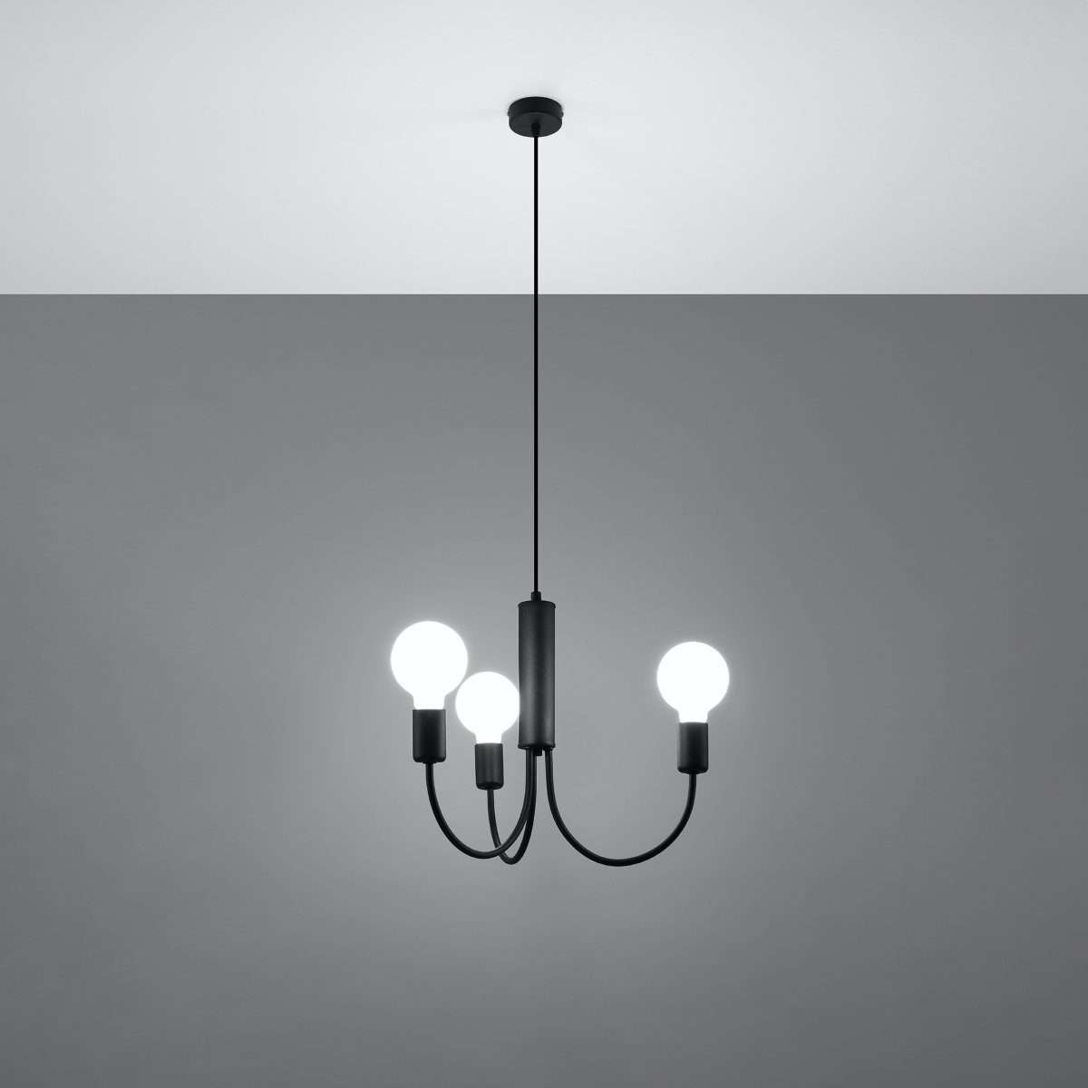 Żyrandol MINIMO 3 czarny LED 3000K - 45x45x100cm Sollux