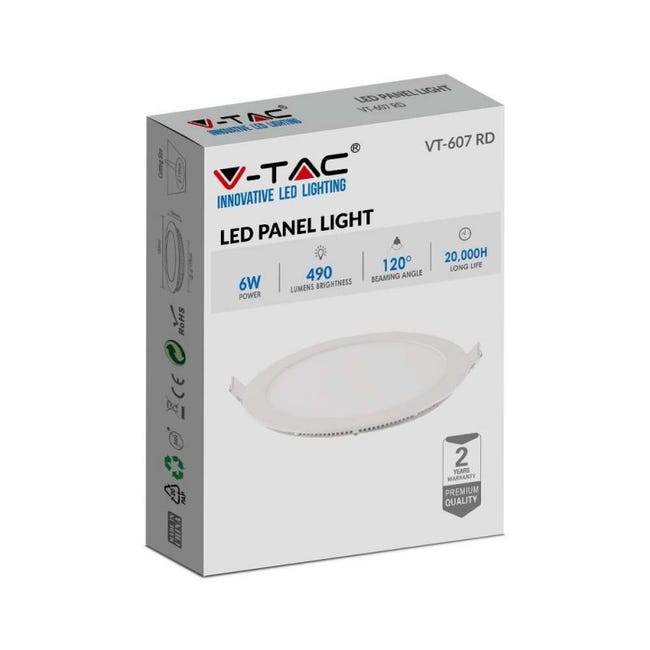 Pannello LED V-TAC Da Incasso - 12W, 1000 Lumen, Bianco, Durata 20000 Ore - Foto 8