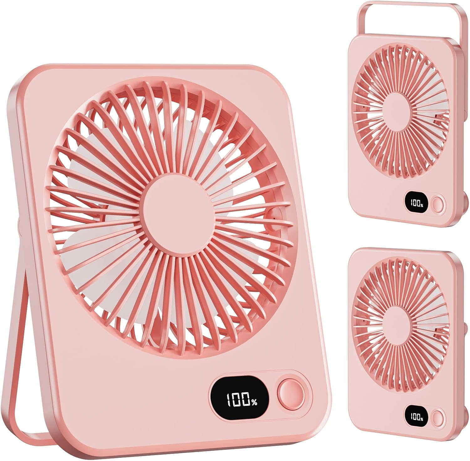 Wentylator biurkowy 5 prędkości, przenośny mini wentylator z akumulatorem 1200 mAh, cichy, odchylany o 180° mały wentylator